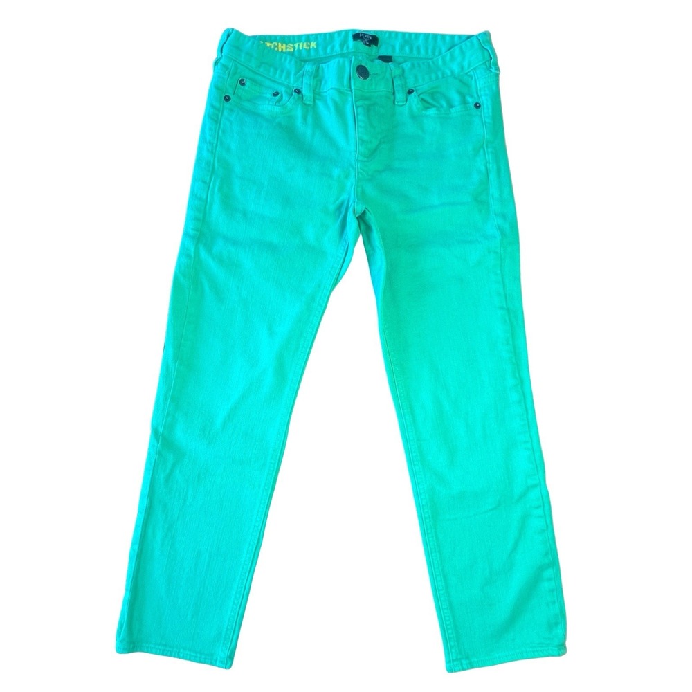 J Crew Matchstick Women's Cropped Skinny Jeans Size 28 Spring Green Denim